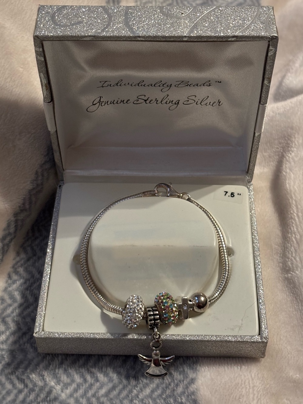 Individuality Beads Sterling Silver Charm Bracelet in Silver with Angel Charm